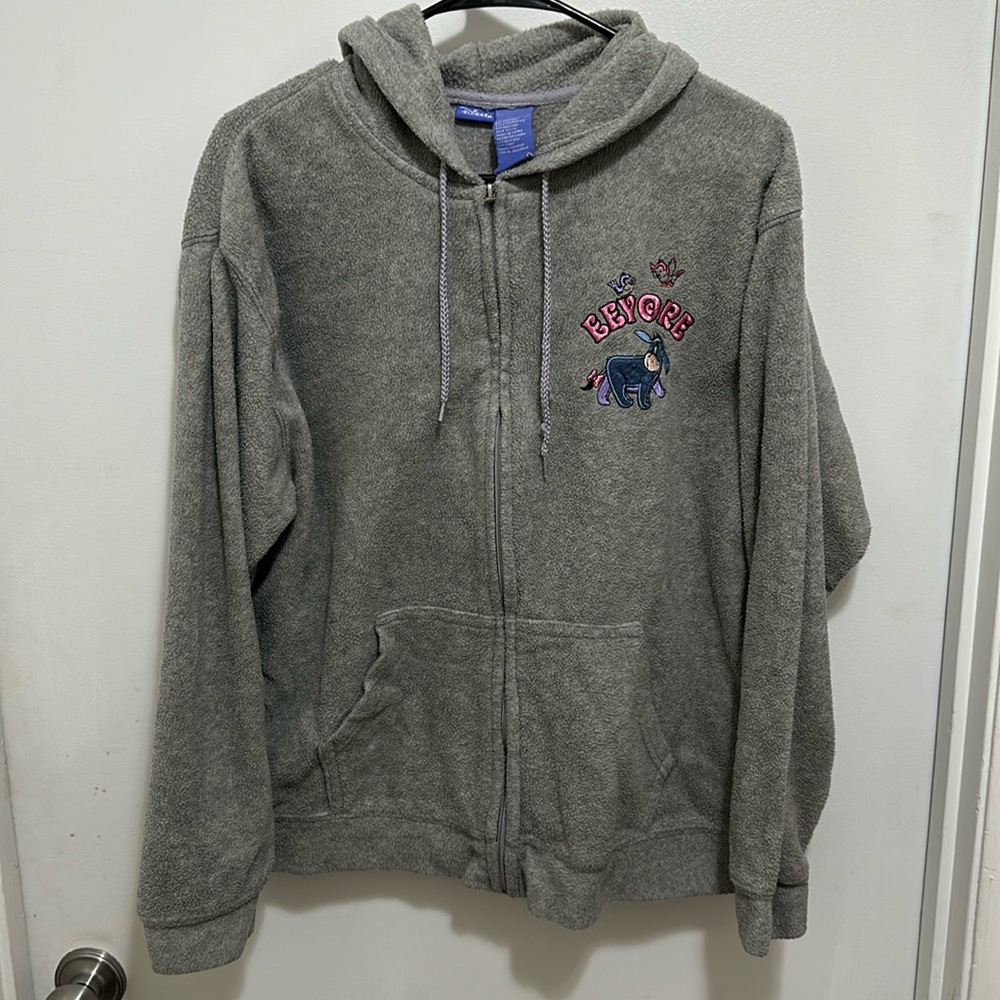 Disney Embroidered Eeyore Zip Up Hoodie size L
